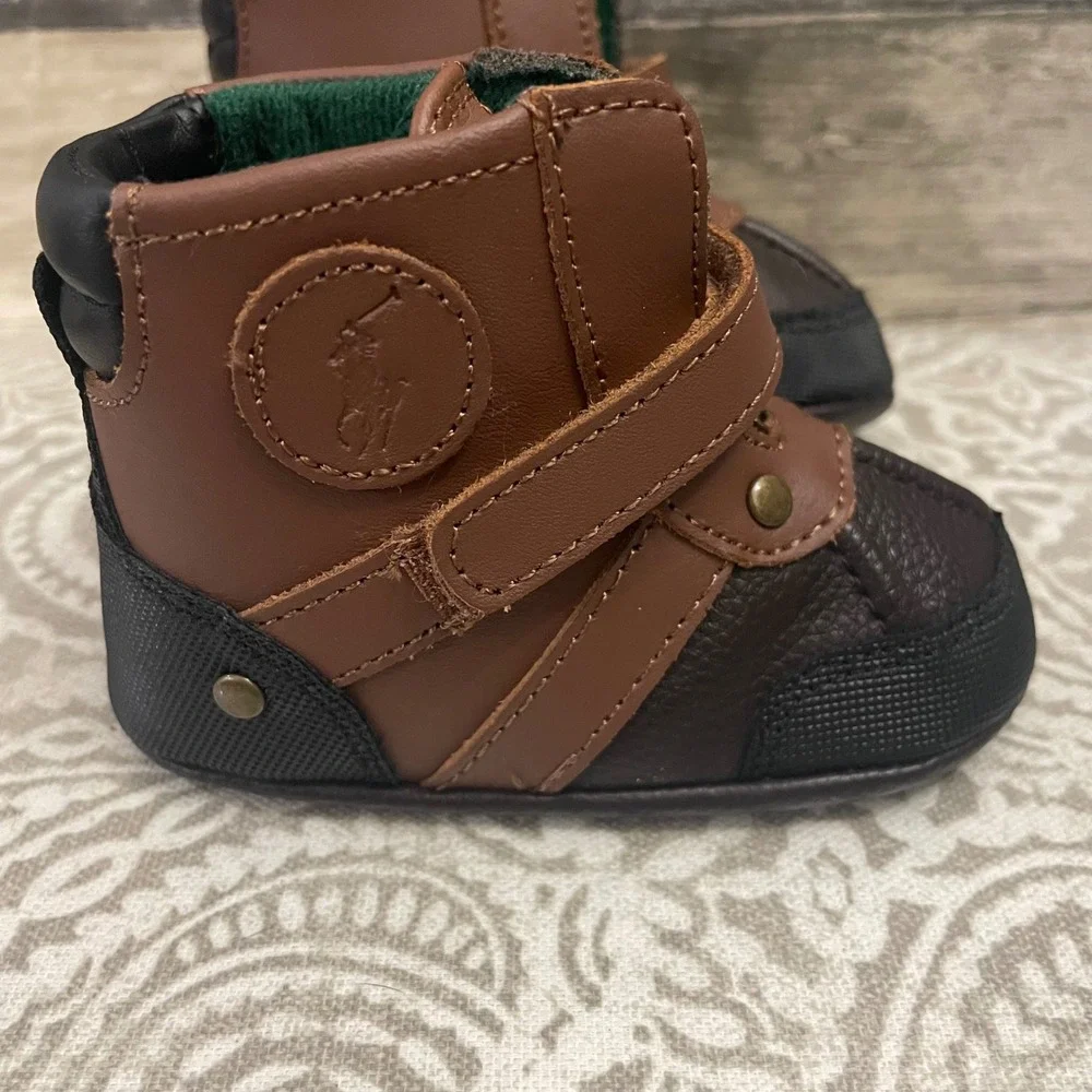 Polo Ralph Lauren Baby Boys Brown Conquered Crib Boots Size 3 USA RL100707
